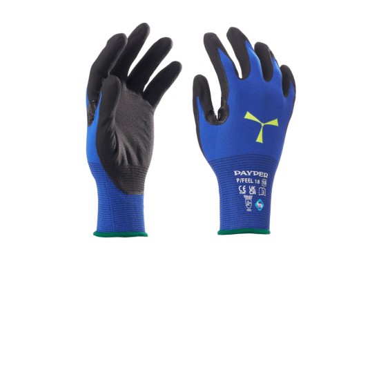 RĘKAWICA NYLONOWA POWLEKANA NITRYLEM P/FEEL 18 - KRÓLEWSKI NIEBIESKI/CZARNY
