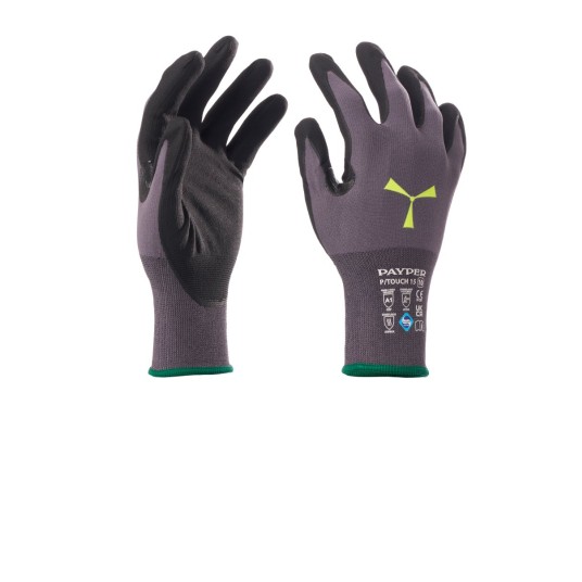 RĘKAWICA NYLONOWA POWLEKANA NITRYLEM P/TOUCH 15 - SZARY/CZARNY