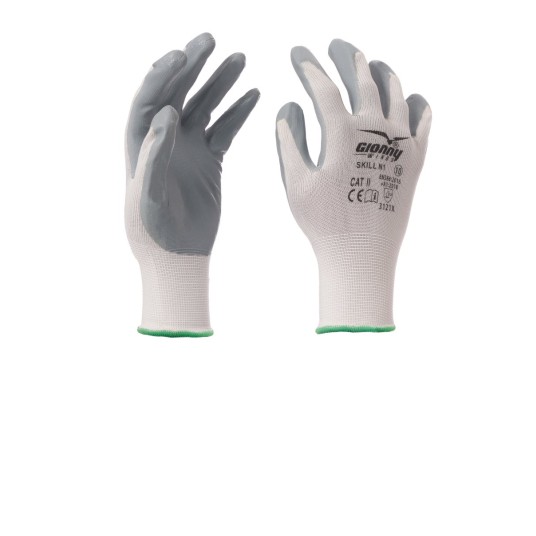 RĘKAWICA POLIESTROWA POWLEKANA NITRYLEM SKILL N1 - SZARY