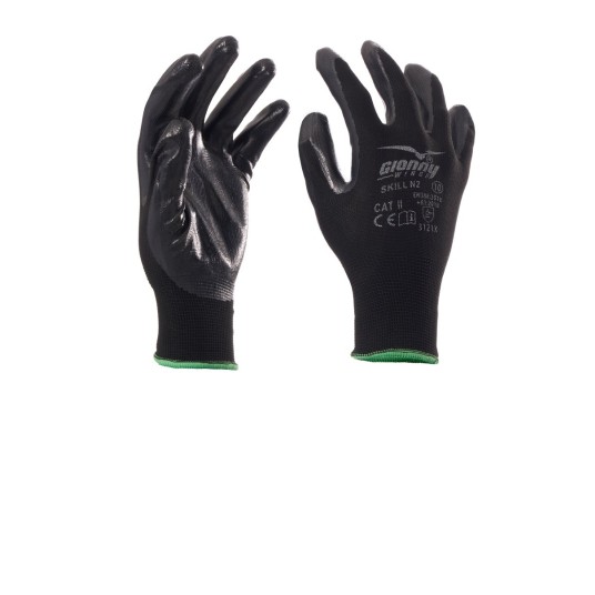 RĘKAWICA POLIESTROWA POWLEKANA NITRYLEM SKILL N2 - CZARNY