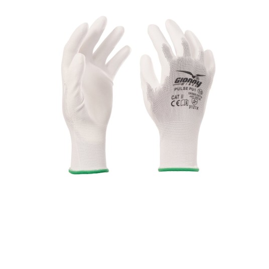 RĘKAWICA WYTRZYMAŁA POWLEKANA POLIURETANEM PULSE PU1 - BIAŁY