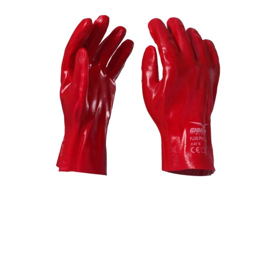 RĘKAWICA Z PCV FLOKOWANA FLUID PVC 27 - CZERWONY