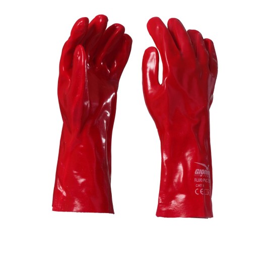 RĘKAWICA Z PCV FLOKOWANA FLUID PVC 35 - CZERWONY