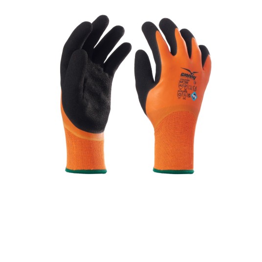 RĘKAWICA ZIMOWA ANTYPRZECIĘCIOWA POWLEKANA LATEKSEM COLD-DRY - POMARAŃCZOWY/CZARNY