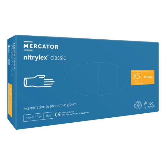 RĘKAWICE NITRYLOWE BEZPUDROWE NITRYLEX CLASSIC BLUE (100SZT.)