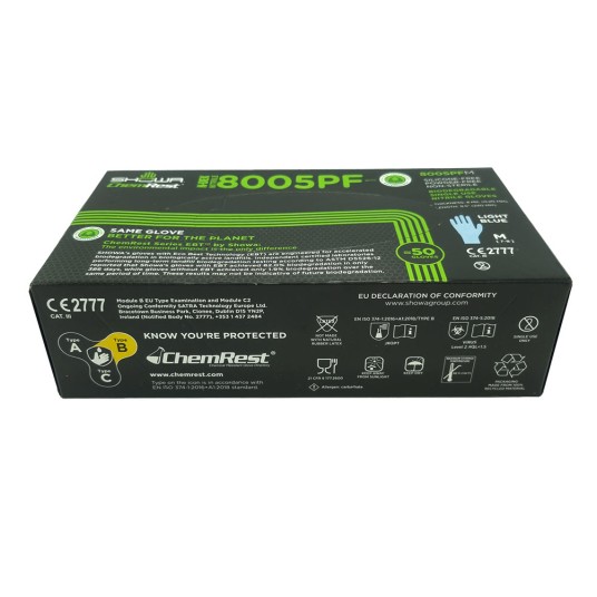 RĘKAWICE NITRYLOWE SHOWA 8005PF EBT BIODEGRADOWALNE (50SZT.) - NIEBIESKI