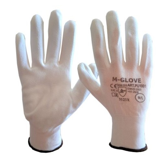 RĘKAWICE OCHRONNE M-GLOVE PU1001 WHITE 3121X