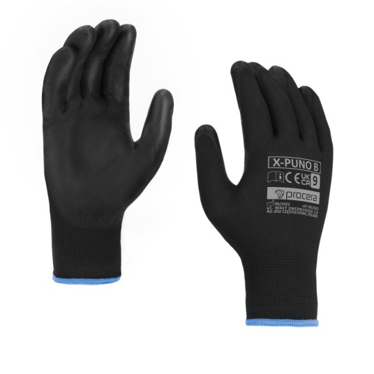 RĘKAWICE OCHRONNE POWLEKANE PU X-PUNO BLACK