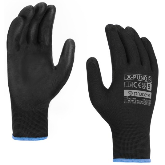 RĘKAWICE OCHRONNE POWLEKANE PU X-PUNO BLACK