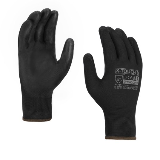 RĘKAWICE OCHRONNE POWLEKANE PU X-TOUCH BLACK