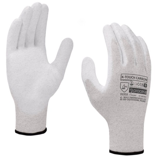 RĘKAWICE OCHRONNE POWLEKANE PU X-TOUCH CARBON ESD