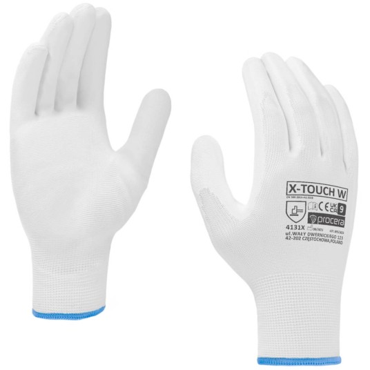 RĘKAWICE OCHRONNE POWLEKANE PU X-TOUCH WHITE