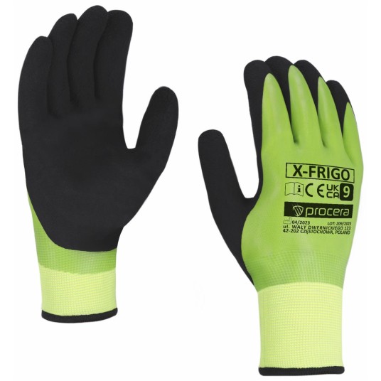 RĘKAWICE OCIEPLANE POWLEKANE PODWÓJNIE PIANKĄ LATEKSOWĄ I GŁADKIM LATEKSEM X-FRIGO