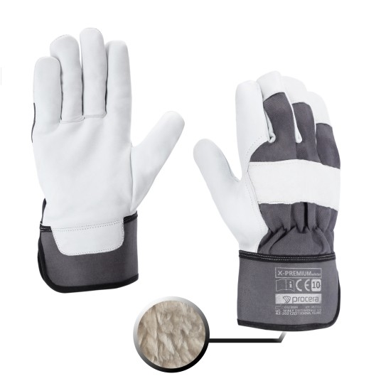 RĘKAWICE OCIEPLANE WZMOCNIONE KOZIĄ SKÓRĄ X-PREMIUM WINTER