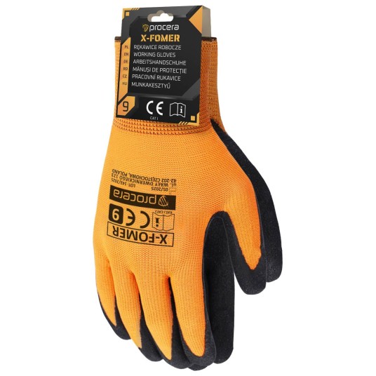 RĘKAWICE POLIESTROWE Z ZAWIESZKĄ POWLEKANE SPIENIONYM LATEKSEM X-FOMER
