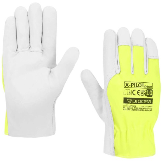 RĘKAWICE WZMOCNIONE KOZIĄ SKÓRĄ X-PILOT NEON