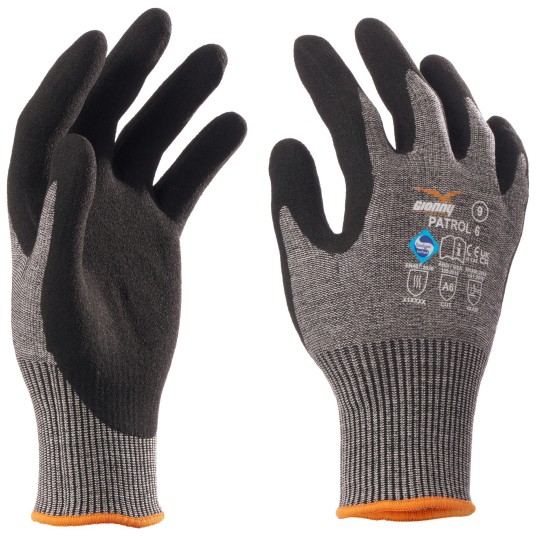 RĘKAWICZKI ANTYPRZECIĘCIOWE PATROL 6 - SZARY-CZARNY