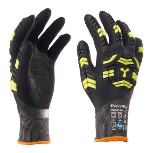 RĘKAWICZKI ROBOCZE P-IMPACT 18FULL - CZARNY - ŻÓŁTY FLUO