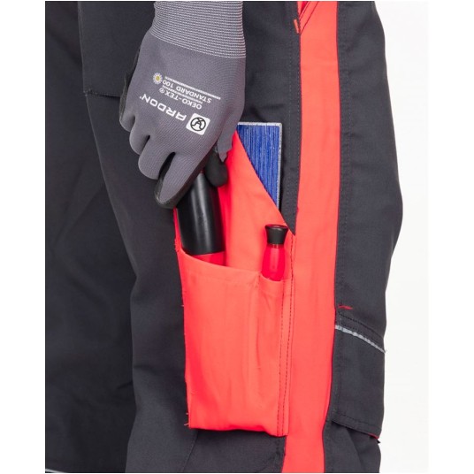 SPODNIE DO PASA NEON - SZARO-CZERWONY - 183-190CM