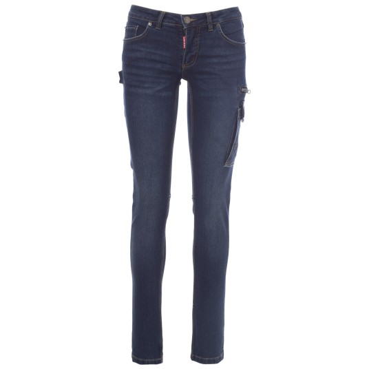 SPODNIE JEANSOWE Z KIESZENIAMI WEST LADY - NIEBIESKI DENIM