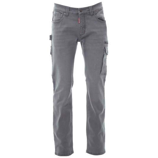 SPODNIE JEANSOWE Z KIESZENIAMI WEST - SZARY STALOWY