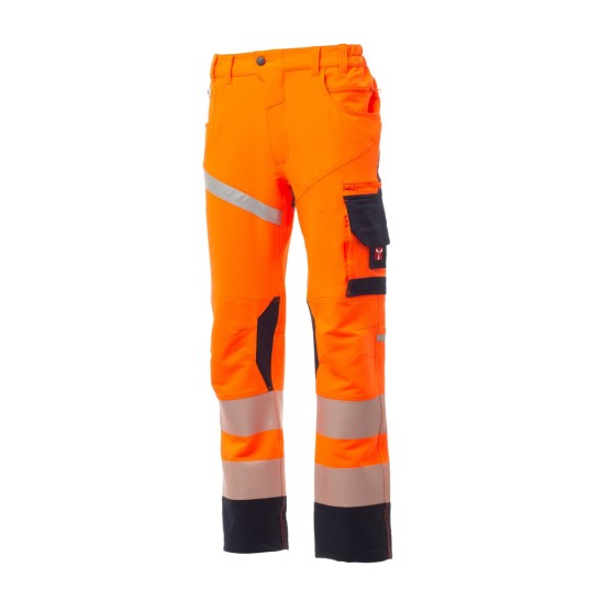 SPODNIE ODBLASKOWE ELASTYCZNE CAŁOROCZNE UNISEX NEXT 4W HI-VI - POMARAŃCZOWY FLUO/GRANATOWY