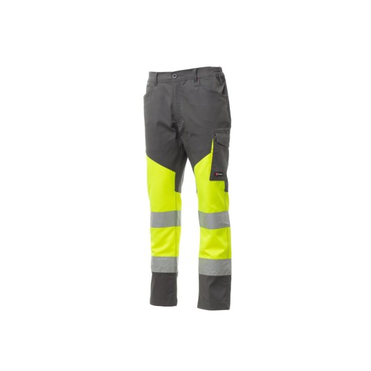 SPODNIE ODBLASKOWE LETNIE UNISEX WORKING SUMMER - ŻÓŁTY FLUO / ZADYMIONY