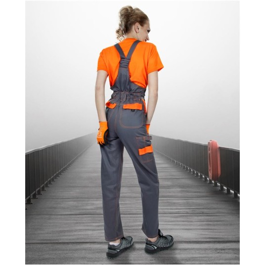 SPODNIE OGRODNICZKI COOL TREND DAMSKIE - SZARO-POMARAŃCZOWY