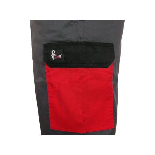 SPODNIE OGRODNICZKI CXS PHOENIX CRONOS MĘSKIE - SZARO-CZERWONY