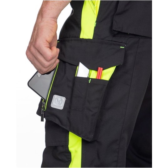 SPODNIE OGRODNICZKI NEON - CZARNO-ŻÓŁTY - 170-175CM