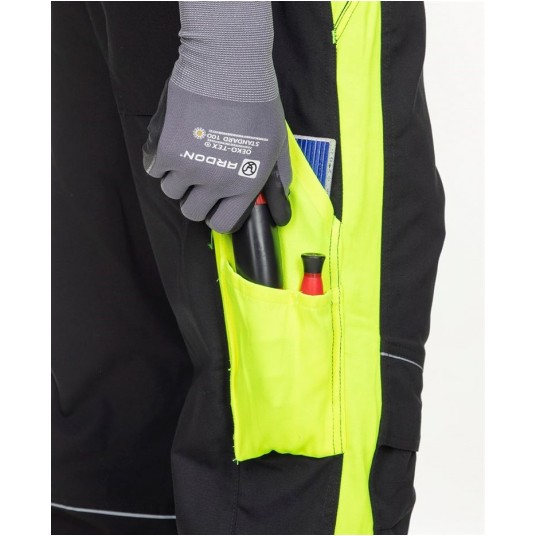 SPODNIE OGRODNICZKI NEON - CZARNO-ŻÓŁTY - 176-182CM