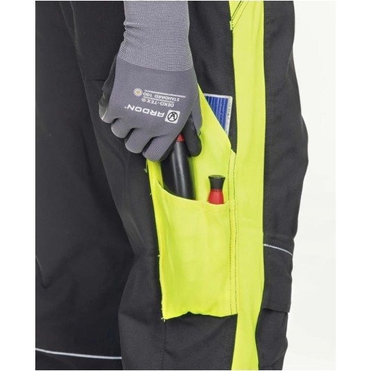 SPODNIE OGRODNICZKI NEON - CZARNO-ŻÓŁTY - 183-190CM