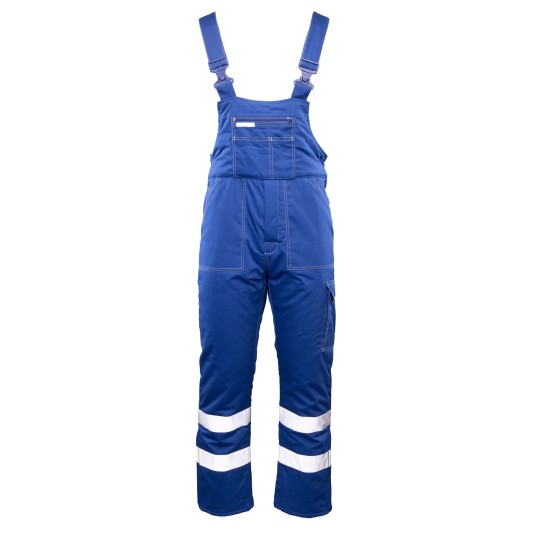 SPODNIE OGRODNICZKI OCIEPLANE BRIXTON SNOW PASY ODBLASKOWE - NIEBIESKI