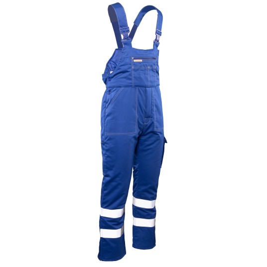 SPODNIE OGRODNICZKI OCIEPLANE BRIXTON SNOW PASY ODBLASKOWE - NIEBIESKI