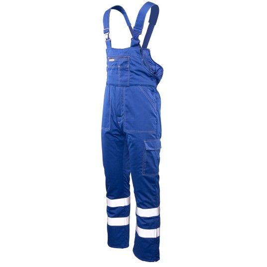 SPODNIE OGRODNICZKI OCIEPLANE BRIXTON SNOW PASY ODBLASKOWE - NIEBIESKI