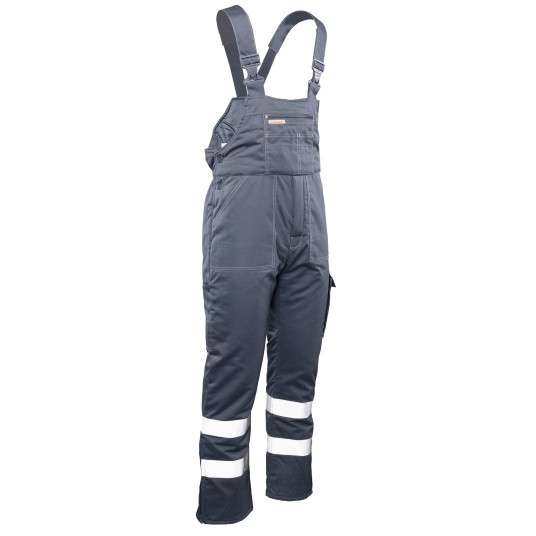 SPODNIE OGRODNICZKI OCIEPLANE BRIXTON SNOW PASY ODBLASKOWE - STALOWY