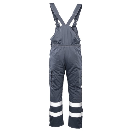 SPODNIE OGRODNICZKI OCIEPLANE BRIXTON SNOW PASY ODBLASKOWE - STALOWY