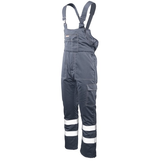 SPODNIE OGRODNICZKI OCIEPLANE BRIXTON SNOW PASY ODBLASKOWE - STALOWY