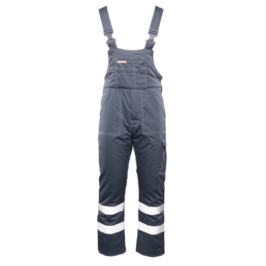 SPODNIE OGRODNICZKI OCIEPLANE BRIXTON SNOW PASY ODBLASKOWE - STALOWY