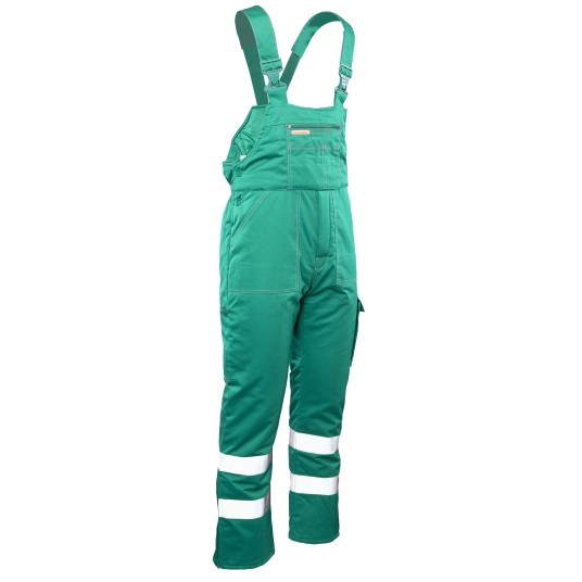 SPODNIE OGRODNICZKI OCIEPLANE BRIXTON SNOW PASY ODBLASKOWE - ZIELONY