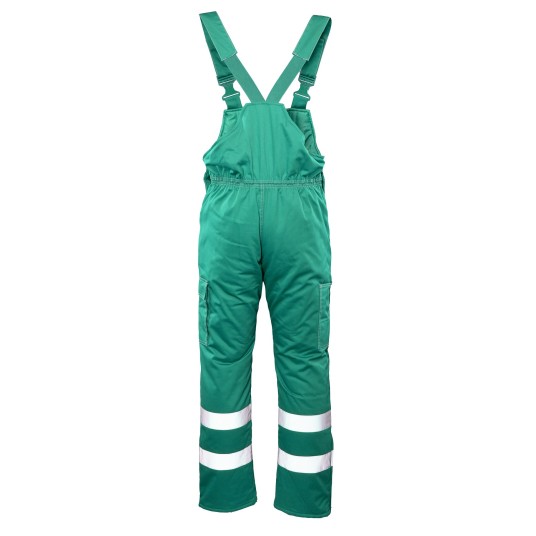 SPODNIE OGRODNICZKI OCIEPLANE BRIXTON SNOW PASY ODBLASKOWE - ZIELONY