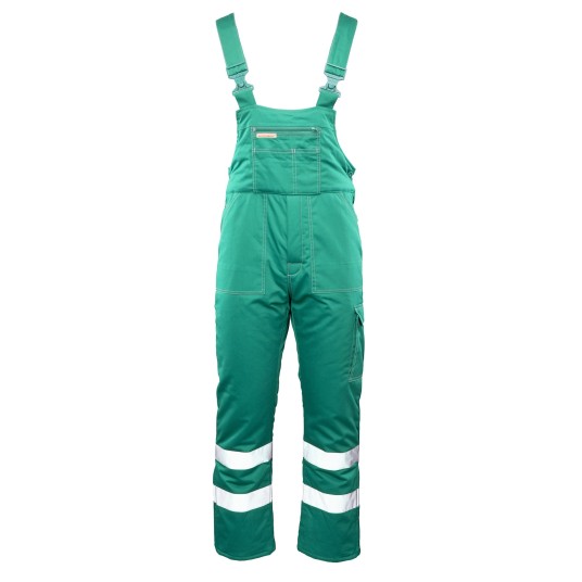 SPODNIE OGRODNICZKI OCIEPLANE BRIXTON SNOW PASY ODBLASKOWE - ZIELONY