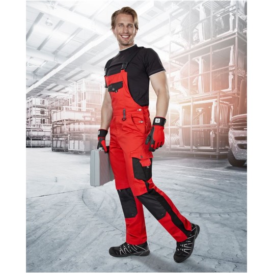 SPODNIE OGRODNICZKI PRE100 - CZERWONO-CZARNY