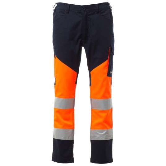 SPODNIE ROBOCZE WORKING SUMMER - POMARAŃCZOWY FLUO-GRANATOWY