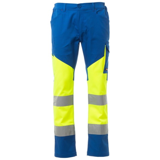 SPODNIE ROBOCZE WORKING SUMMER - ŻÓŁTY FLUO - KRÓLEWSKI NIEBIESKI