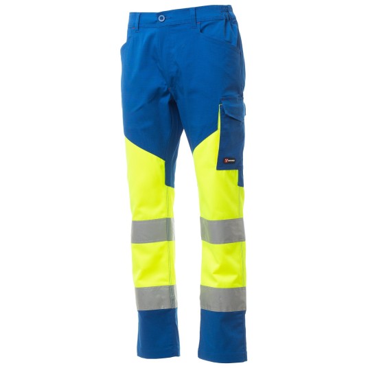 SPODNIE ROBOCZE WORKING SUMMER - ŻÓŁTY FLUO - KRÓLEWSKI NIEBIESKI