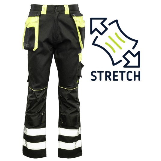 SPODNIE STRETCH DO PASA SEVEN KINGS SOLAR ODBLASK - ŻÓŁTY