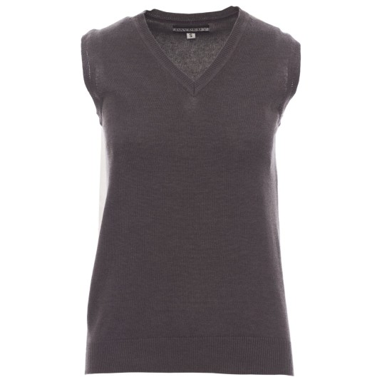 SWETER BEZ RĘKAWÓW W SEREK DESK LADY MELANGE - SZARY POPIELATY MELANŻ