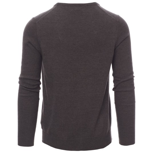 SWETER W SEREK BUSINESS MELANGE - SZARY POPIELATY MELANŻ