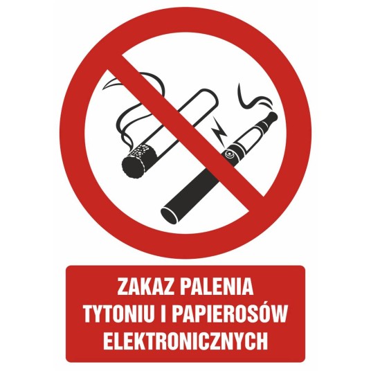 ZNAK BHP - ZAKAZ PALENIA TYTONIU I PAPIEROSÓW ELEKTRONICZNYCH - GC071 DJ PN